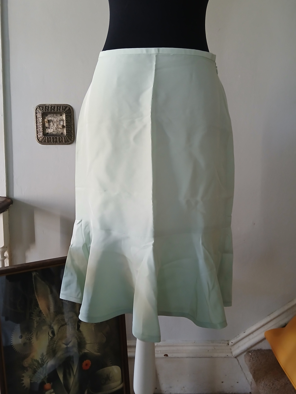 Cynthia Rowley Mint Green Midi Skirt with Ruffle Hem